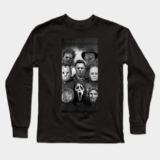 Horror Face Collage Long Sleeve T-Shirt